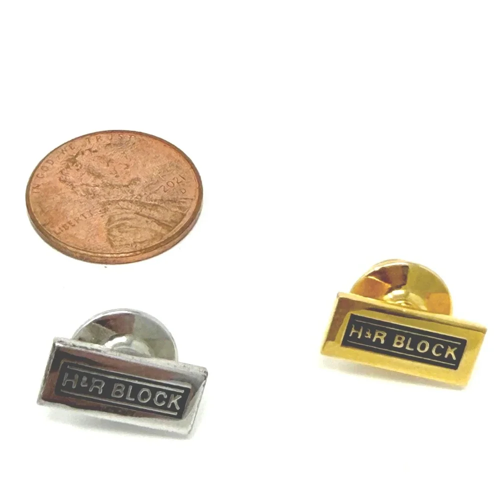 H&R Block Lapel Pin Set Unisex OS Gold Silver Excellent Corporate Logo Bar